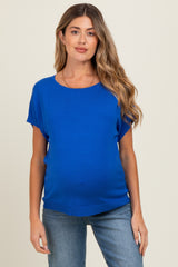 Royal Blue Knit Short Sleeve Maternity Top