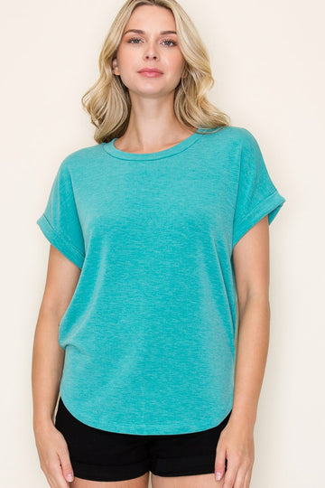 Jade Rolled Cuff Top