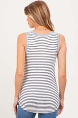 Black Striped Front Pocket Maternity Tank Top