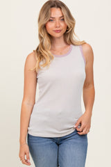 Ivory Solid Ribbed Tank Top