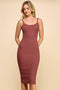 Rust Double Layer Heavy Ribbed Sleeveless Dress