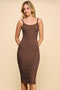 Brown Double Layer Heavy Ribbed Sleeveless Dress
