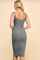 Heather Gray Double Layer Heavy Ribbed Sleeveless Dress