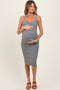 Heather Gray Double Layer Heavy Ribbed Sleeveless Maternity Dress