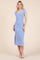 Light Blue Scoop Neck Short Sleeve Mineral Wash Midi Dress