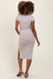 Taupe Scoop Neck Short Sleeve Mineral Wash Maternity Midi Dress