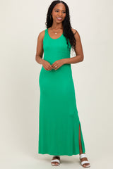 Green Basic Pocket Sleeveless Maxi Dress