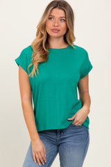 Green Rolled Cuff Short Sleeve Tee