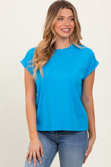 Aqua Rolled Short Sleeve Maternity Tee