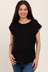 Black Crew Neck Maternity Muscle Tee