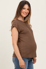 Mocha Crew Neck Maternity Muscle Tee