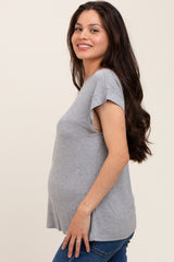Heather Grey Crew Neck Maternity Muscle Tee