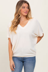 Cream V-Neck Crepe Knit Maternity Top
