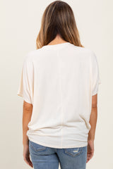 Cream V-Neck Crepe Knit Top
