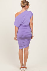 Lavender One Shoulder Ruched Dress