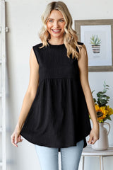 Black Ruffle Mock Neck Sleeveless Blouse
