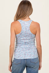 Light Blue Floral Button Front Maternity Tank Top