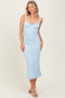 Light Blue Lace Overlay Sweetheart Neckline Midi Dress