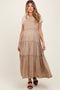 Light Taupe Embroidered Floral Maternity Skirtall