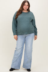 Blue Vintage Wash Wide Leg Maternity Plus Jeans