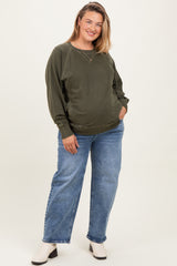 Blue Slim Ankle Barrel Leg Maternity Plus Jeans