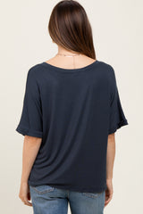 Charcoal Oversized V-Neck Front Pocket Maternity T-Shirt