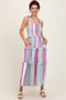Lavender Wide Stripe Smocked Tiered Midi Dress