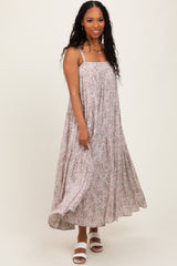 Grey Tiered Sleeveless Maxi Dress