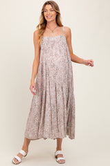 Grey Tiered Sleeveless Maternity Maxi Dress