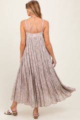 Grey Tiered Sleeveless Maternity Maxi Dress