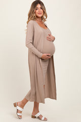 Cream Ribbed Cardigan 2 Piece Maternity Set