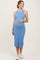 Light Blue Ribbed Sleeveless Maternity Midi Dress