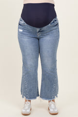 Blue Distressed Wide Leg Maternity Plus Jeans