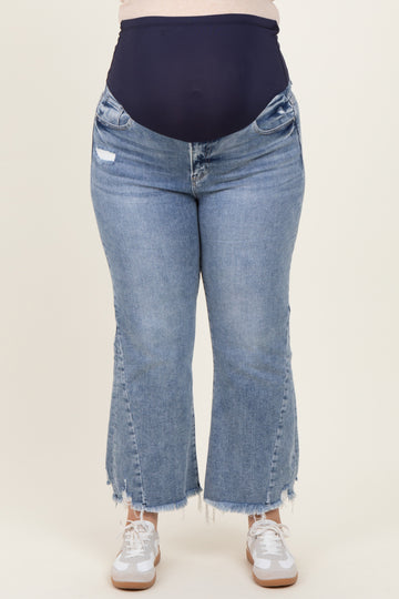 Blue Distressed Wide Leg Maternity Plus Jeans
