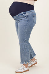 Blue Distressed Wide Leg Maternity Plus Jeans