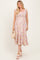 Multi Color Floral Flutter Sleeve Smocked Maternity Midi Dress