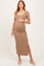 Light Taupe Ribbed Short Sleeve Side Slit Maternity Midi Dress