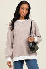 Mocha Striped Pullover Top