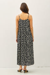 Black Floral V-Neck Maxi Dress