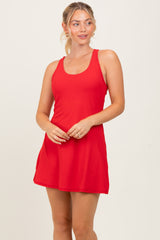 Red Tennis Racerback Maternity Romper Dress