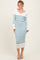 Teal Ribbed Knit Striped Long Sleeve Sweater Dress