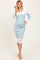 Teal Ribbed Knit Striped Long Sleeve Maternity Sweater Dress