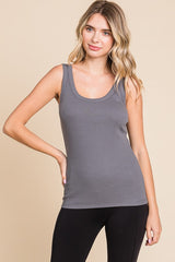 Charcoal Ribbed Basic Tank
