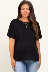 Black Relaxed Fit Short Sleeve Maternity Tee
