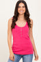 Fuchsia Ribbed Knit Button Tank Top
