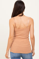 Camel Textured Knit Tank Top