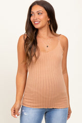 Camel Textured Knit Maternity Tank Top