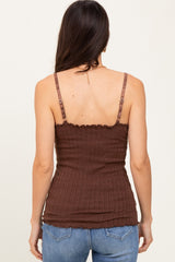 Brown Textured Knit Tank Top
