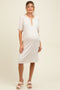 Ivory Striped Textured Knit Button Up Maternity Dress