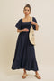 Navy Convertible Stretchy Smocked Maxi Dress